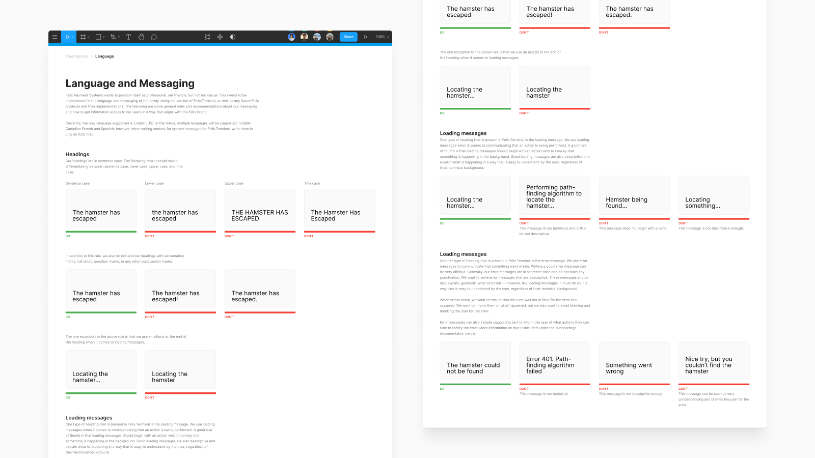 UX writing and error message guidelines